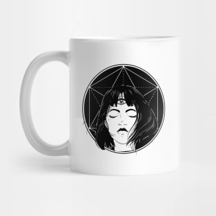Anime girl Black sacred geometry design Mug